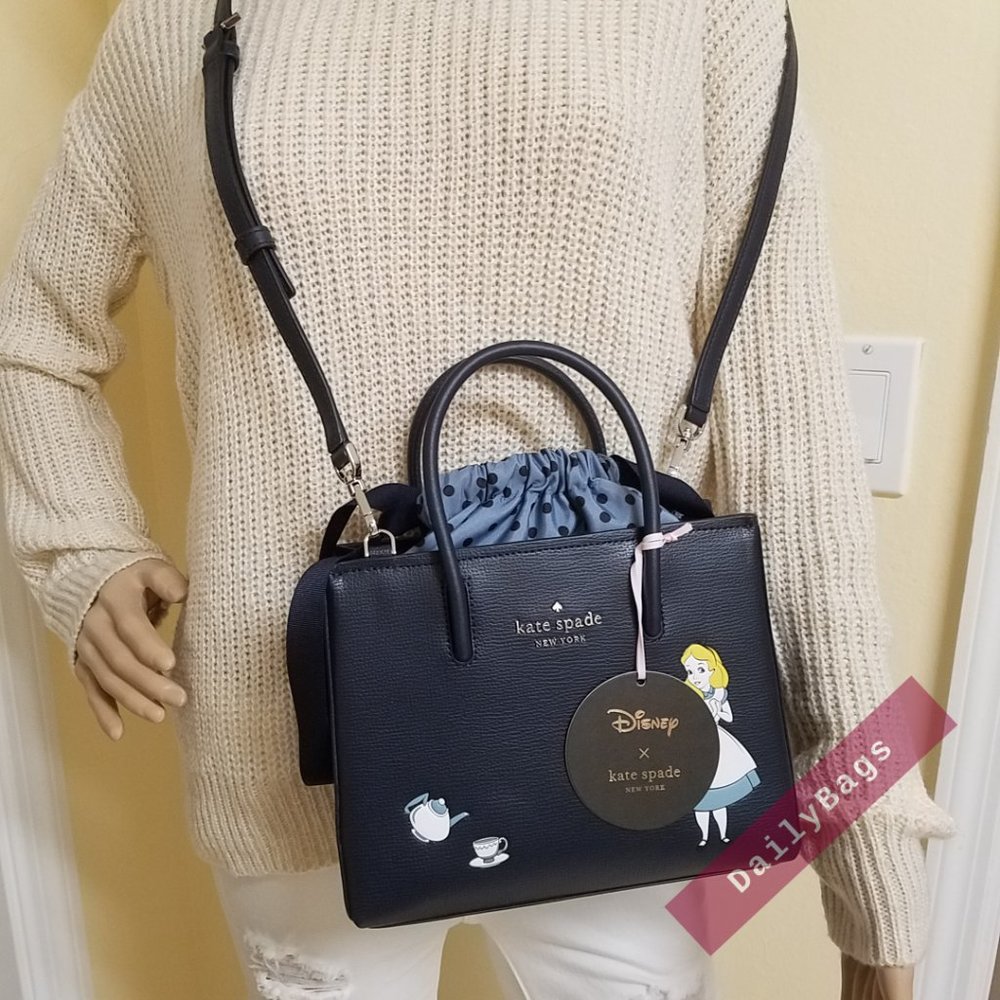 NWT KATE SPADE 100% AUTHENTIC ALICE SHOPPER DISNEY BLUE NAVY SMALL BAG - Picture 9 of 15